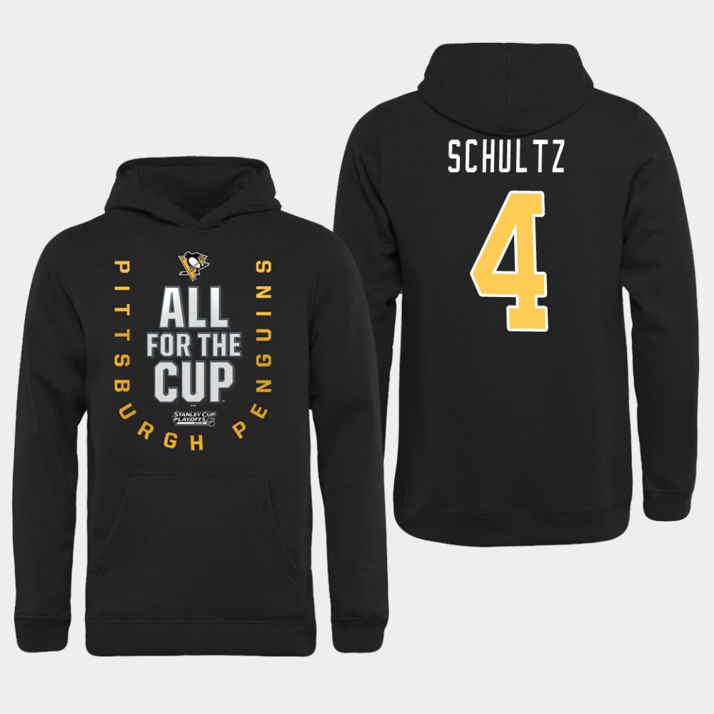 Men NHL Pittsburgh Penguins #4 Schultz black All for the Cup Hoodie->customized nhl jersey->Custom Jersey